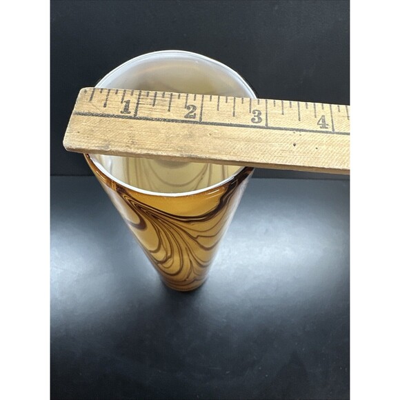 BROWN PULLED IRIDESCENT ART GLASS VASE - MINT CONDITION - Picture 4 of 5